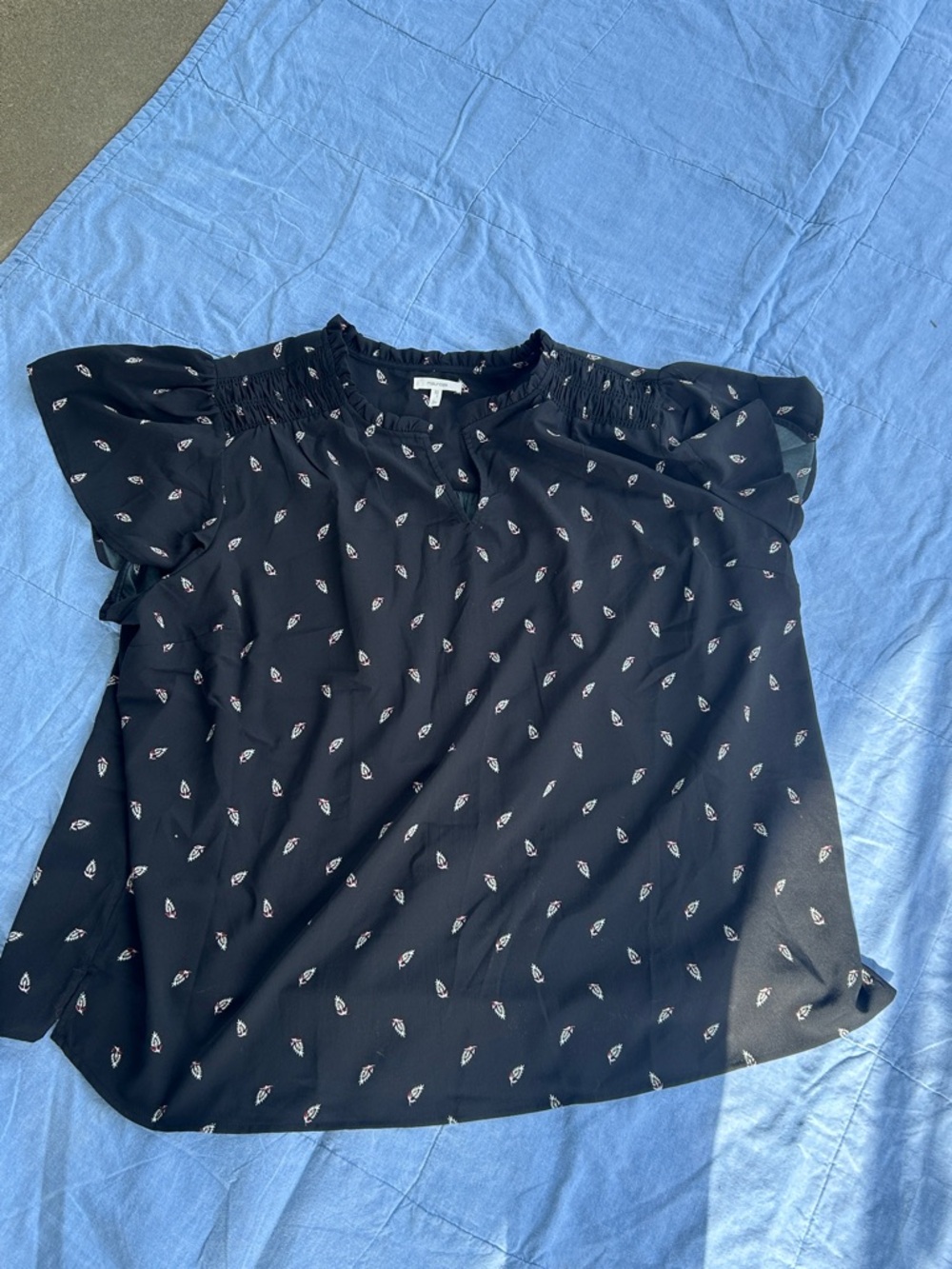 Maurices Black Short-Sleeve Printed Blouse